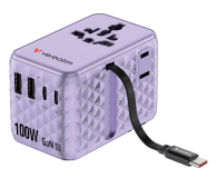 Verbatim Charge 'n' Travel 100W Adapter with retractable cable purple - 1484084 - zdjęcie 1